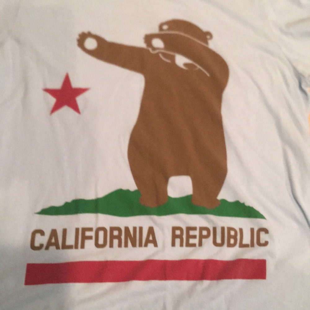 Mens medium light blue California Republic bear dabbing short sleeve tshirt